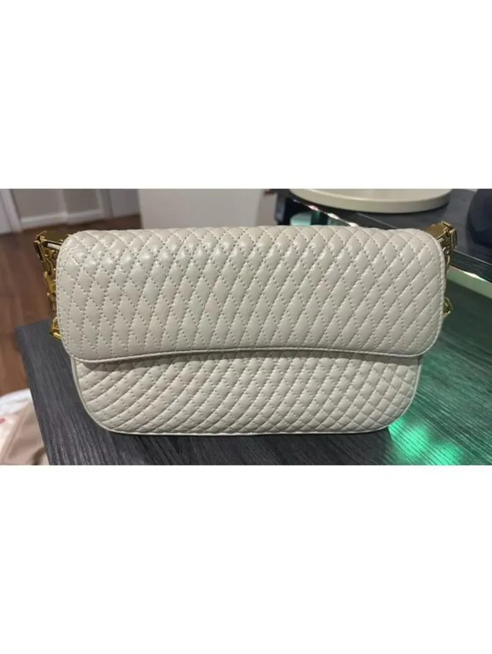Ashneil Beige Genuine Leather Shoulder Bag&Gold Chain Strap